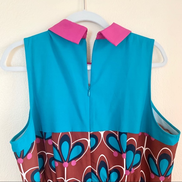 Eloquii *RARE* Knee Length Mod Print Dress Size 16 Collar Sleeveless Fit & Flare - Picture 5 of 6